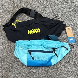 Hoka Black and Light Blue Hip Packs
